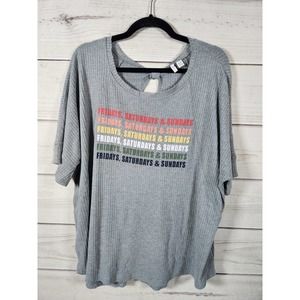Cato Womens Top‎ Hi-Lo Waffle Knit Printed Short Sleeve Gray Plus Size 18/20W